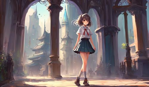 cute anime girl very very short skirt 