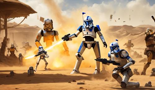 Captain rex and cammander cody shooting battle droids