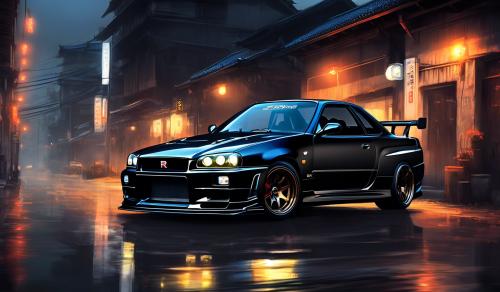 make a Nissan skyline r34 full black