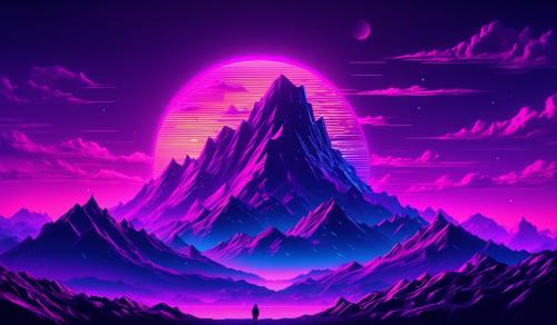 moutain with purple sky