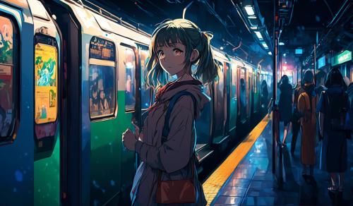 Girl in a subway at night