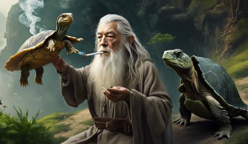 gandalf smoking with a turtle