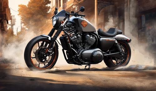 Mustang boost 429 del 69 y a un lado una harley davidson iron 883