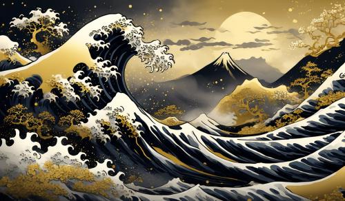 the great wave black and gold