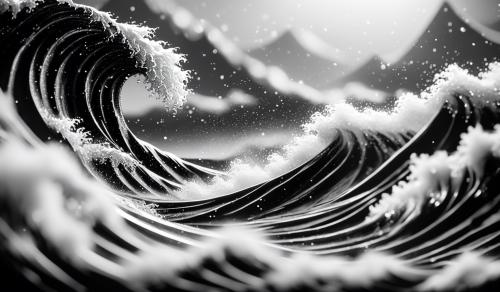 black and white the great wave