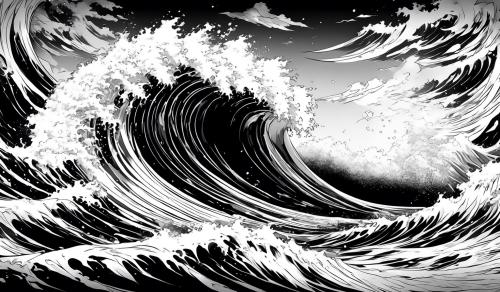 black and white wave