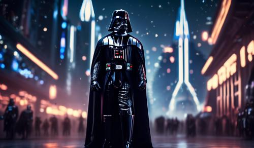 darth vader in futuristic city,realistic 4k