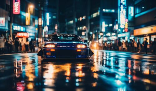 tokyo night street drifting 