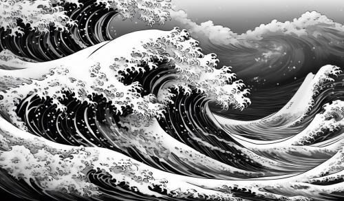 black and white wave of kanagawa