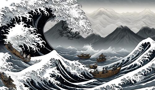 black and grey wave of kanagawa