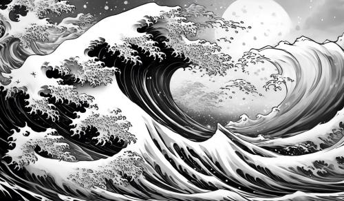 black and white wave of kanagawa