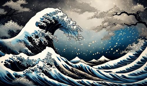 black the great wave of kanagawa