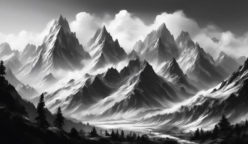 black and white mountains in 4k