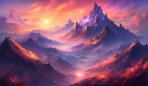 mountain with sunset