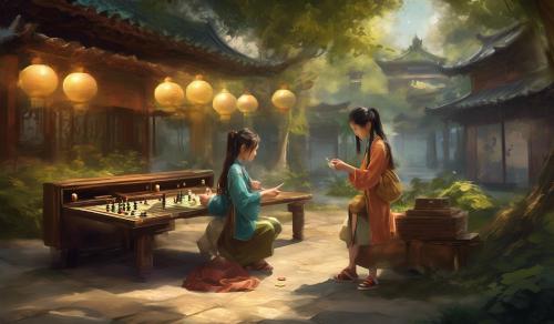 Two girls playing Go.