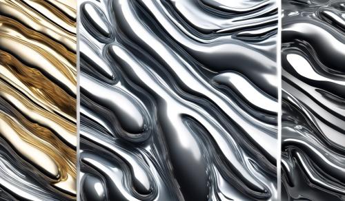 collage of liquid metal. Minimalist, light art.