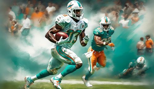 Miami dolphins player running with football