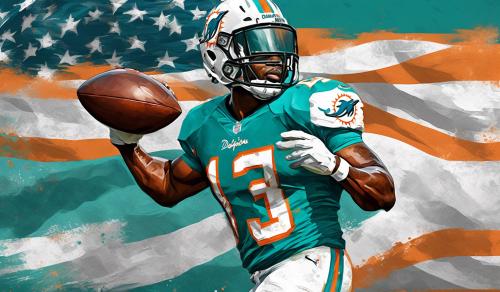 Miami dolphins player with flag