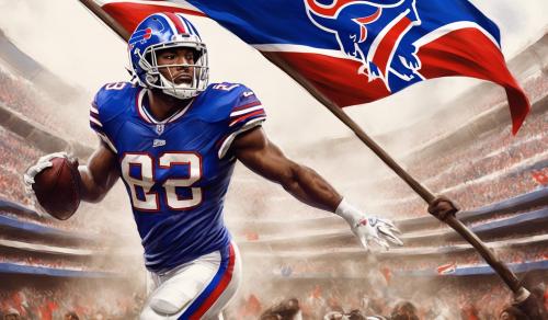 Buffalo bills player with flag