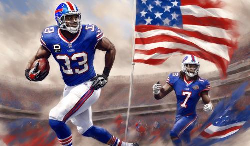 Buffalo bills player with flag