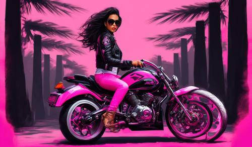 Latina on black and pink 500cc motorcycle 