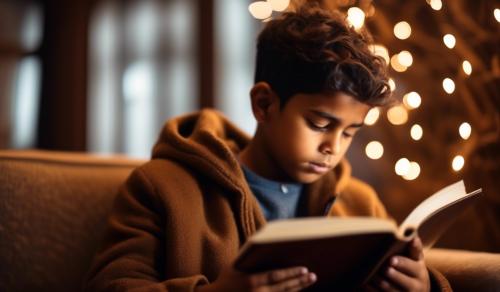 a brown boy reading