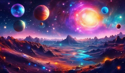 Colorful galexy with some planets and stars