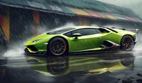 Lamborghini Hurican, Drifting, Rainy weather