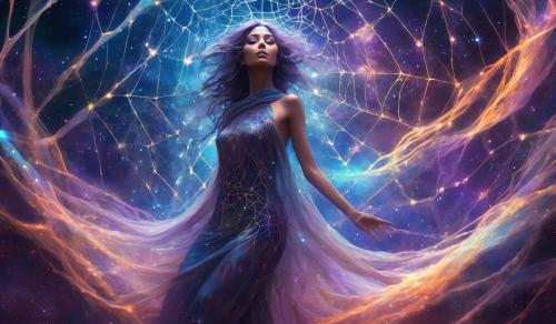 Nebular woman draped in galactic webs in skully ground