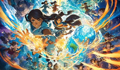 avtar korra in spirit world exploration with rava in her hand and the glory of sprit world spread around please generate the image 