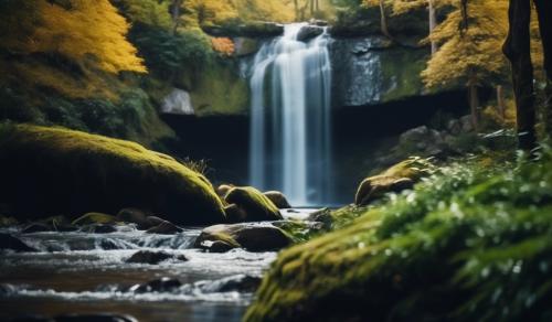 Untouched wilderness with waterfall