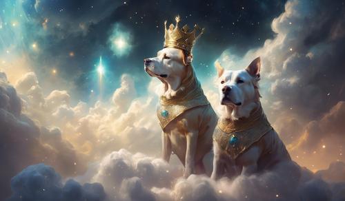 A bullterier dog as a king