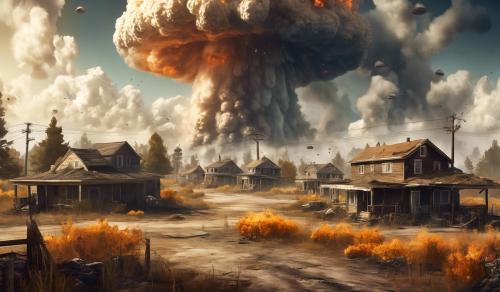 Nuke town with mushroom cloud