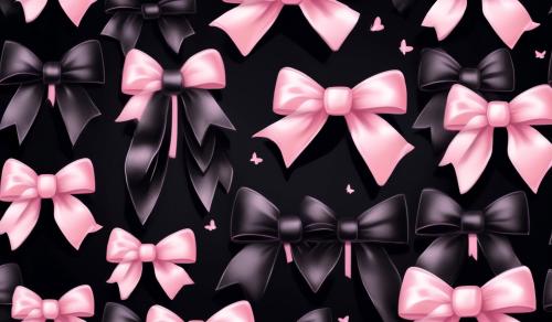 black background with light pink bows wallpaper 