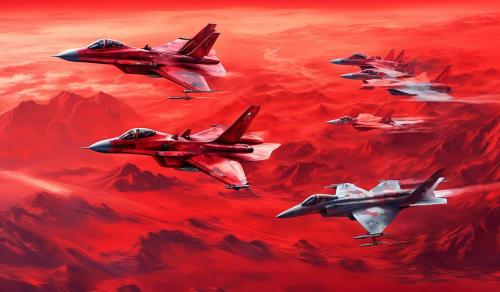 red background military fighter jets