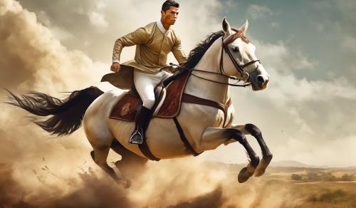 Cristiano Ronaldo riding a horse