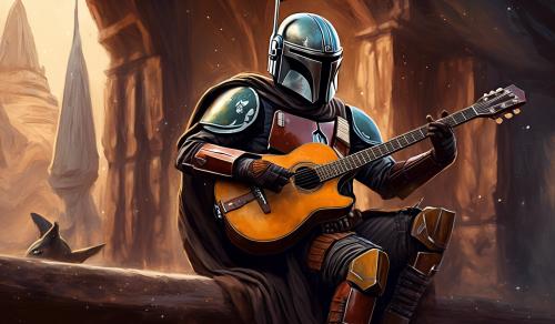 Mandalorian playing guitar