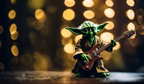 Yoda playing electric guitar