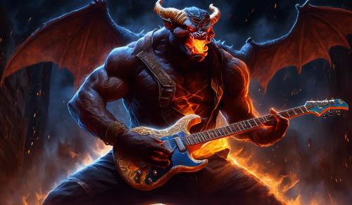 Balrog playing electric guitar