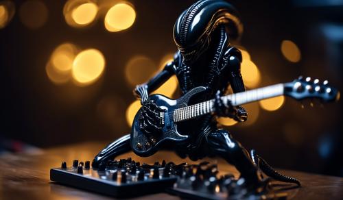 Xenomorph playing electric guitar 