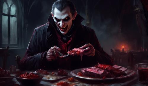 vampire eating meat