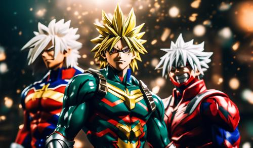 Realistic 4k All Might, Deku, Bakugou, and Shoto Todoroki