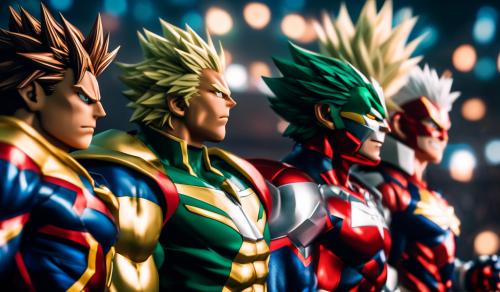 Realistic 4k All Might, Deku, Bakugou, and Shoto Todoroki