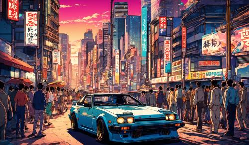 Vintage nissan zNight city Los angelos Vintage anime