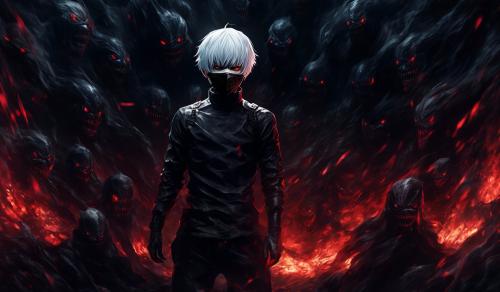 kaneki surrounded by darkness