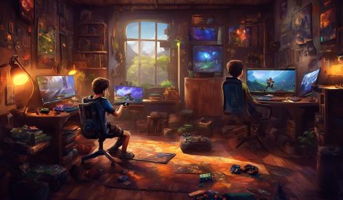 a boy gamer in his gaming room playing gams