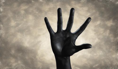 Draw a black hand giving the number one-hand sign.