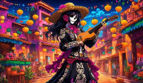 Mariachi death girl in Mexico 