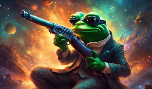 Pepe frog drunk with a gun