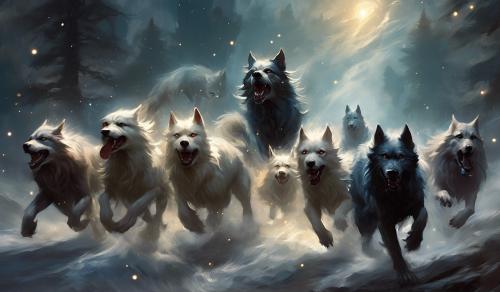 Werewolves of London running with dogs.